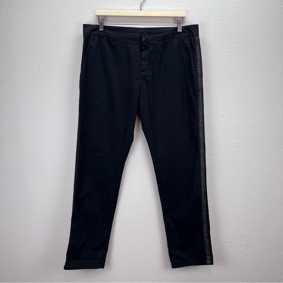 Escada Sport Pants Womens Twelve Chino Metallic Side Stripe Capsule Basic Black - Picture 15 of 15